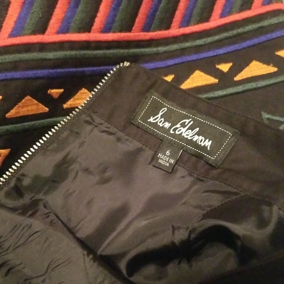 Sam Edelman Beaded Black Tribal Boho Skirt Y2K Size 6 - Picture 5 of 6